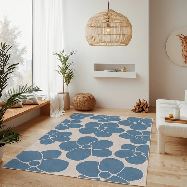 Skalbiamas mėlynos spalvos kilimas 80x200 cm Blue Meadow – Mila Home-image-2