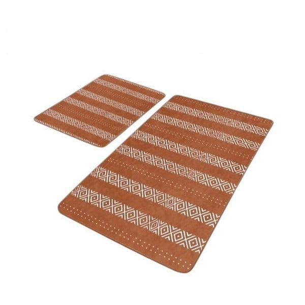 Rudos spalvos iš velveto vonios kilimėliai 2 vnt. 60x100 cm – Mila Home