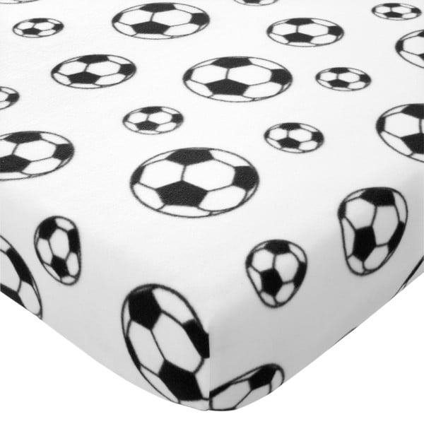 Baltos spalvos fleece tipo dvigulė vaikų patalynė su guma 135x190 cm Football – Catherine Lansfield