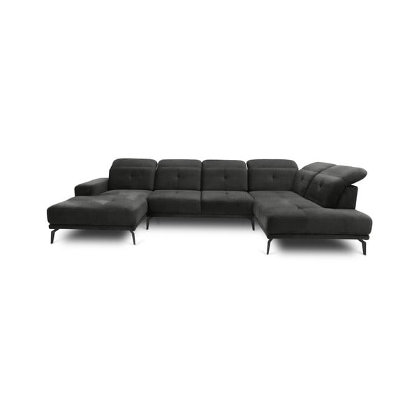 Pilkos spalvos kampinė sofa (su dešiniuoju kampu/„U“ formos) Bretan – ELTAP