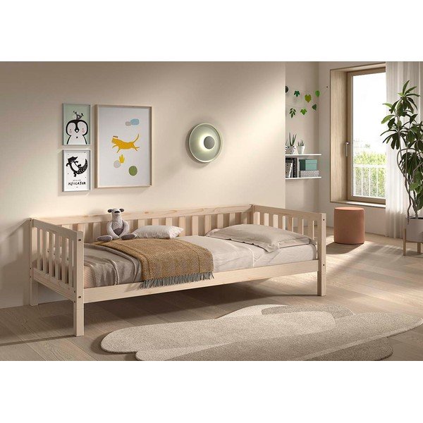Natūralios spalvos iš pušies masyvo vaikiška lova su lovos grotelėmis 90x200 cm Dallas – Vipack-image-3