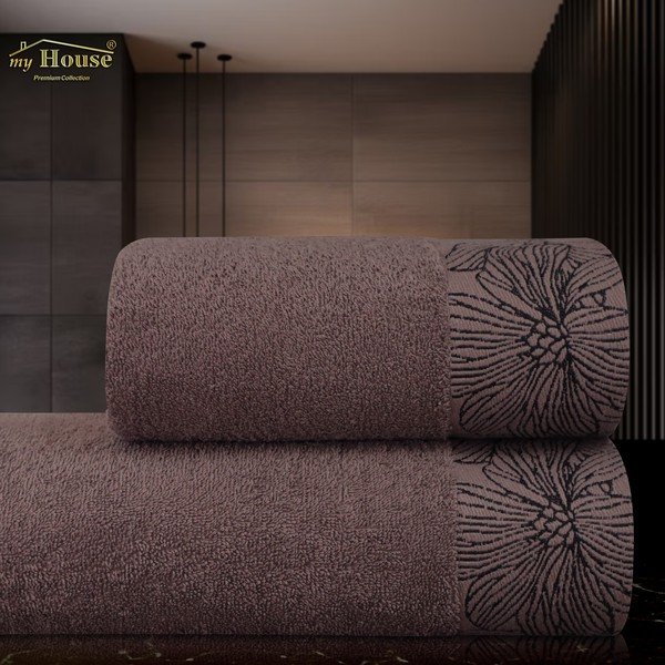 Rudos spalvos iš frote audinio iš medvilnės rankšluostis 50x100 cm Valencia – My House-image-1