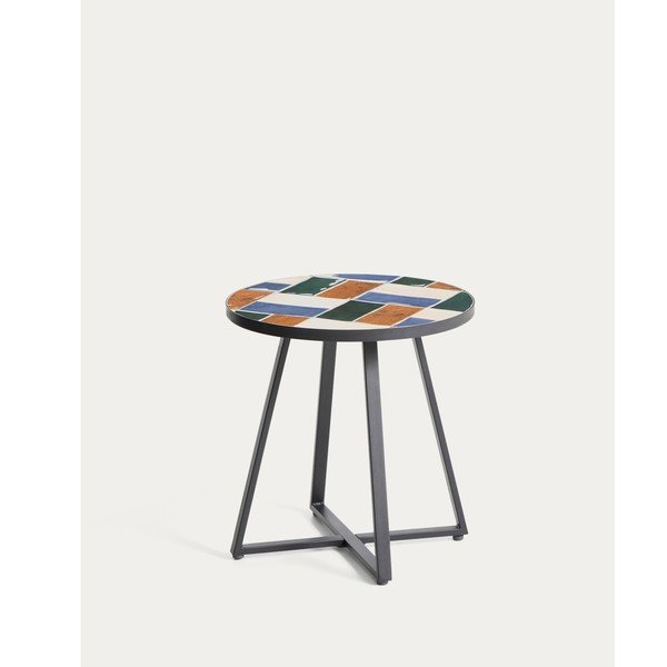 Iš keraminės plokštės apvalios formos sodo šoninis staliukas ø 45 cm Tella – Kave Home-image-4