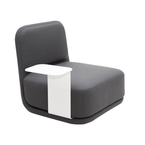 Tamsiai pilkas fotelis su baltu metaliniu staliuku Softline Standby Medium + Side Table-image-2
