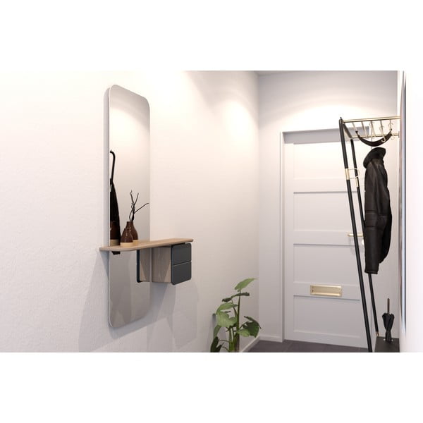 Koridoriaus baldas antracito spalvos/natūralios spalvos iš ąžuolo One More Look – UMAGE-image-4