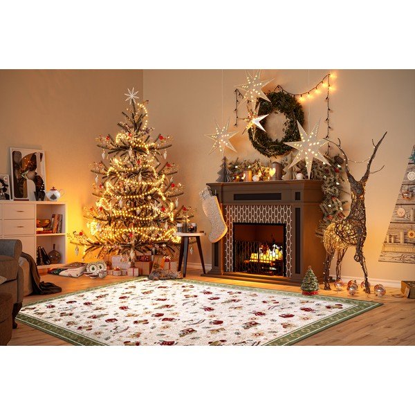 Iš medvilnės mišinio kilimas žalios spalvos su Kalėdų motyvu 160x230 cm Toy's Delight Green Christmas – Villeroy&Boch-image-1