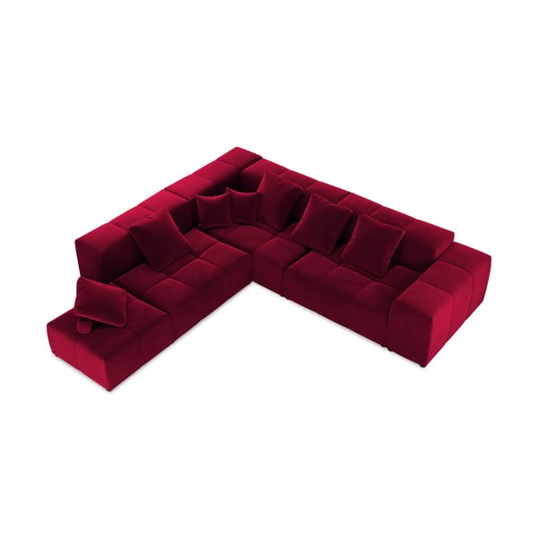 Raudono aksomo kampinė sofa (kintama) Rome Velvet - Cosmopolitan Design-image-2
