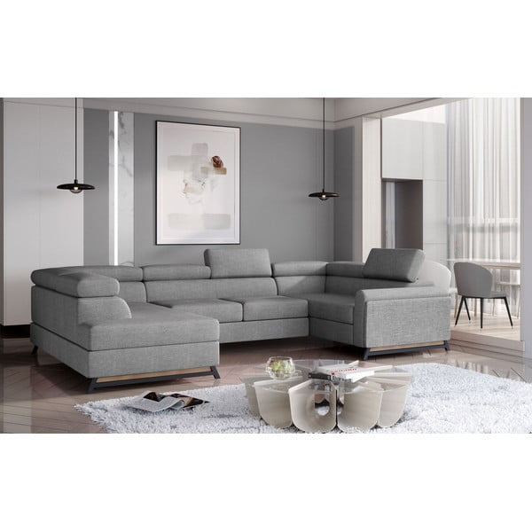 Šviesiai pilkos spalvos sulankstoma/su sandėliavimo vieta kampinė sofa (su kairiuoju kampu/„U“ formos) Escada – ELTAP-image-1