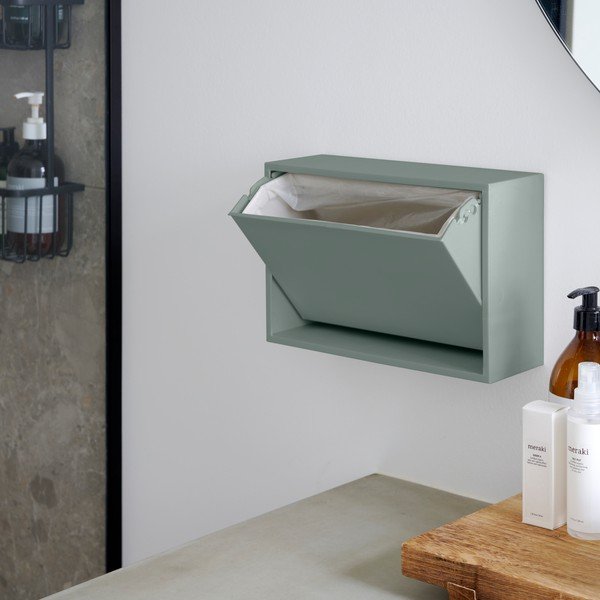 Pilkai mėlynos spalvos iš perdirbto plastiko šiukšliadėžė sieninė Mini Box – ReCollector-image-2