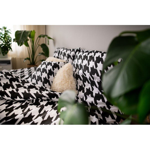 Juodai balta medvilninė patalynė viengulei lovai Cotton House Dita, 140 x 200 cm-image-2
