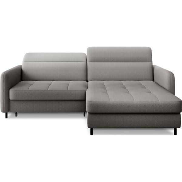 Pilkos spalvos iš velveto sulankstoma/su sandėliavimo vieta kampinė sofa (su dešiniuoju kampu/su gultu) Gomsi – ELTAP