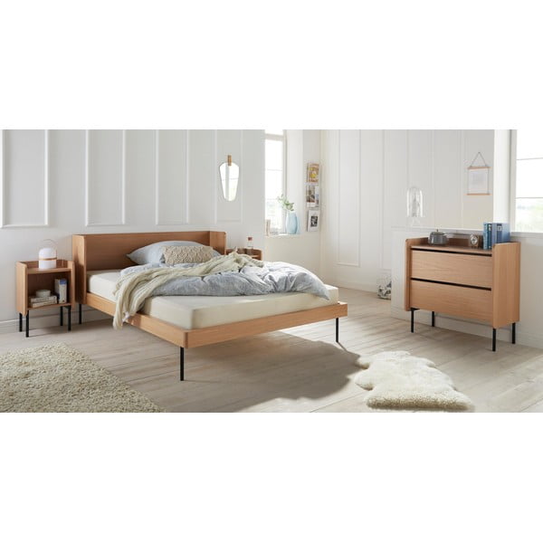 Aukšta šoninė spintelė natūralios spalvos iš ąžuolo 80x82 cm Wrap – Bonami Selection-image-1