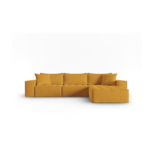 Kampinė sofa geltonos spalvos (su dešiniuoju kampu) Mike – Micadoni Home