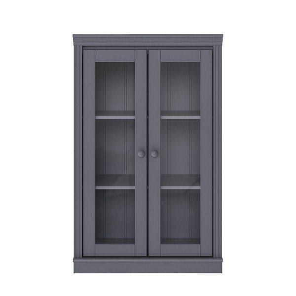 Pilkos spalvos iš pušies masyvo vitrina 74x118x35 cm Anita – Støraa