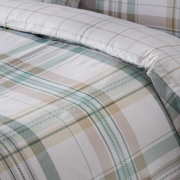 Žalios spalvos dvigulė patalynė 3 dalių 200x200 cm Cartmel Check – Catherine Lansfield-image-3