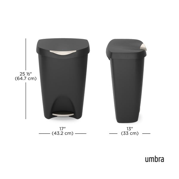 Iš plastiko šiukšliadėžė juodos spalvos su pedalu 50 l Brim – Umbra-image-3