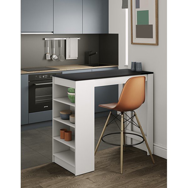 Baltas baro stalas su juodu stalviršiu 115x50 cm Aravis - TemaHome -image-1