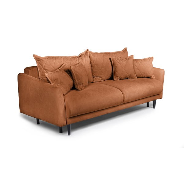 Rudos spalvos iš kordinio velveto sulankstoma/su sandėliavimo vieta sofa 215 cm Bjork – Bonami Selection-image-3