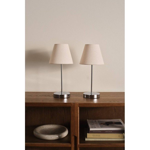 Smėlio spalvos/blizgios sidabrinės spalvos iš tekstilės stalinis šviestuvas (aukštis 39 cm) Lasse – Jotex-image-2