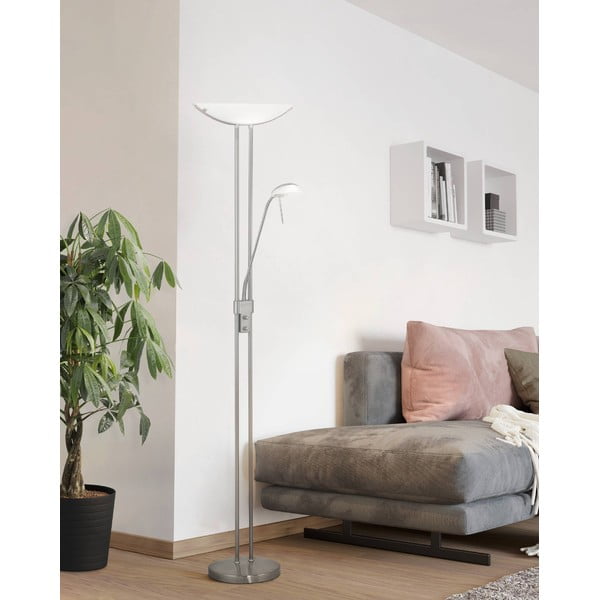 Pastatomas šviestuvas matinės sidabrinės spalvos (aukštis 180 cm) su stiklo gaubtu BAYA – EGLO-image-1