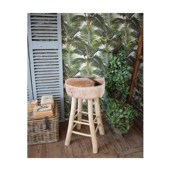 Baro kėdė iš tikmedžio ir ožkos odos Orchidea Milano Aspen, aukštis 73 cm