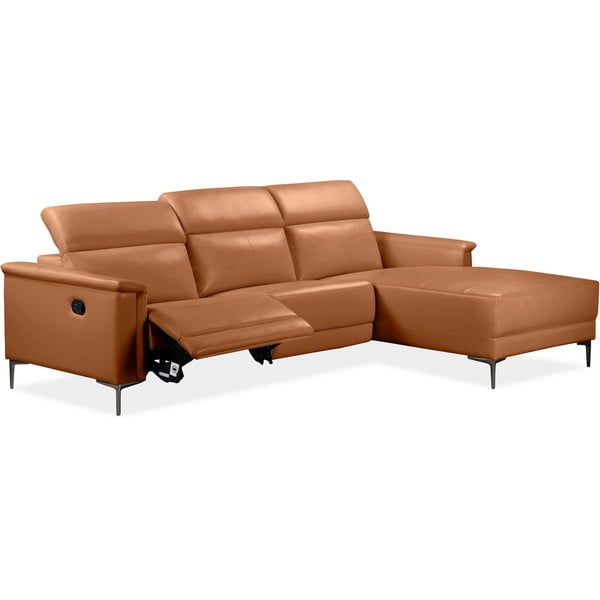 Iš dirbtinės odos kampinė sofa rudos spalvos (su dešiniuoju kampu) Lund – Støraa-image-1