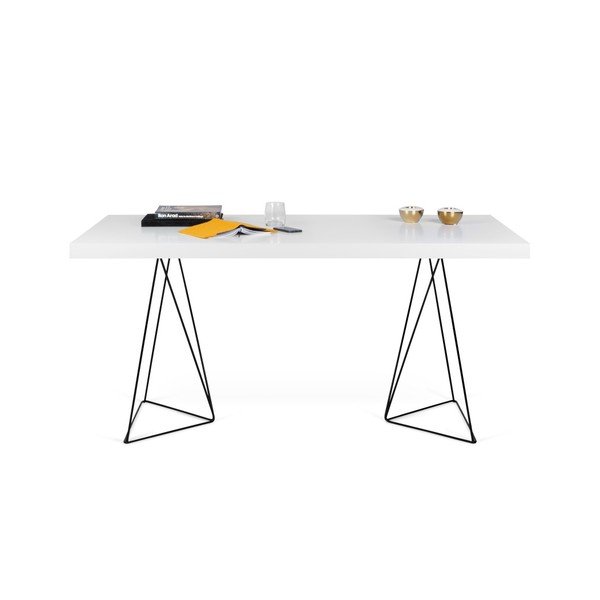 Baltas valgomojo stalas su metalinėmis kojomis TemaHome Trestle, 90 x 160 cm-image-1