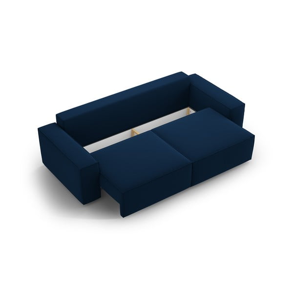 Tamsiai mėlynos spalvos iš velveto sulankstoma/su sandėliavimo vieta sofa 247 cm Jodie – Micadoni -image-3