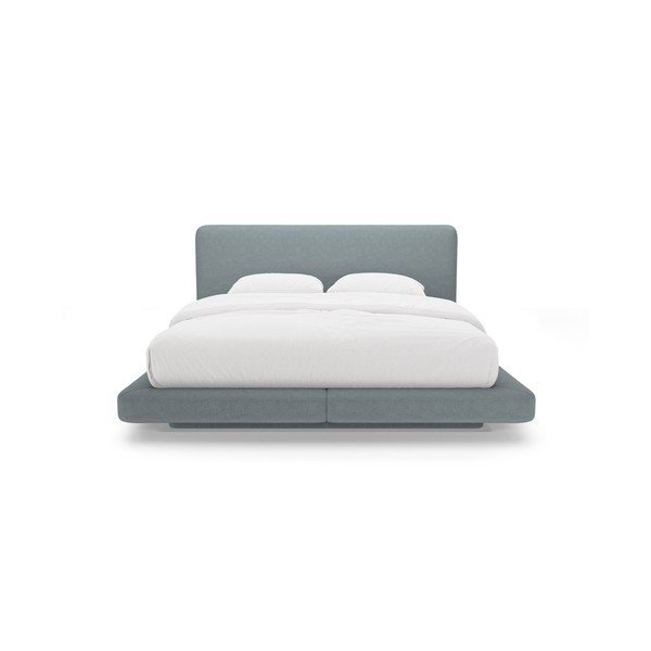 Šviesiai mėlynos spalvos dvigulė lova audiniu dengta 140x200 cm Linea – Micadoni -image-3