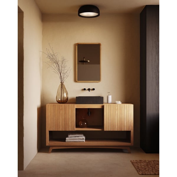 Žema spintelė po kriaukle iš tikmedžio masyvo natūralios spalvos 140x80 cm Kuveni – Kave Home-image-3