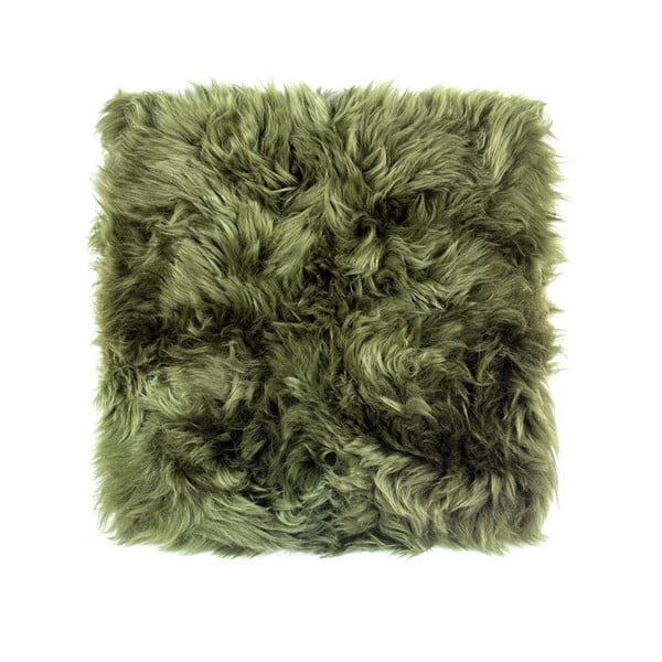 Tamsiai žalia avikailio pagalvėlė Royal Dream Zealand valgomojo kėdei, 40 x 40 cm
