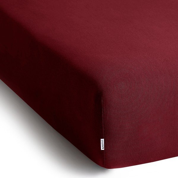 Bordo spalvos iš Jersey audinio paklodė su guma 200x200 cm Amber – Restilo-image-2