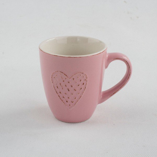 Rožinis keraminis puodelis "Dakls Dots Heart", 300 ml