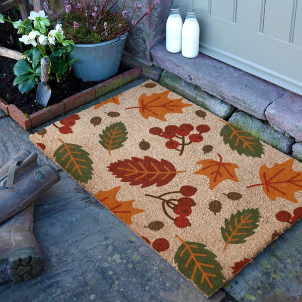 Iš kokoso pluošto grindų kilimėlis 40x60 cm Autumn Leaves – Artsy Doormats-image-2