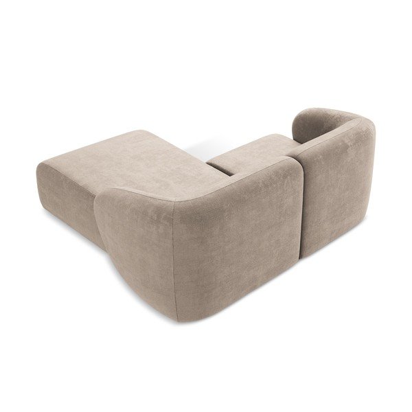 Šviesiai rudos spalvos kampinė sofa iš šenilinio audinio (su dešiniuoju kampu/su gultu) Lani – Makamii-image-3