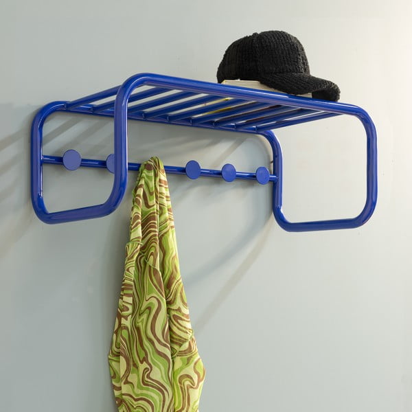 Mėlynos spalvos iš metalo sieninė lentyna su lentyna 72 cm Retro – Spinder Design-image-1