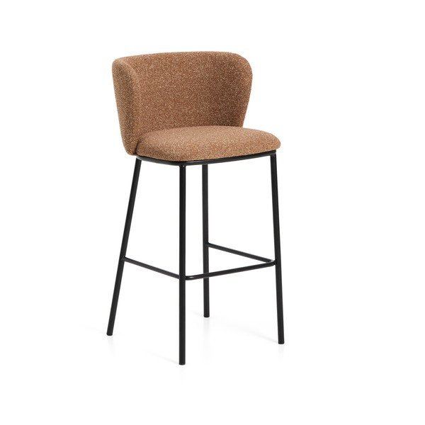 Terakotos spalvos iš audinio baro taburetė (sėdynės aukštis 75 cm) Ciselia – Kave Home
