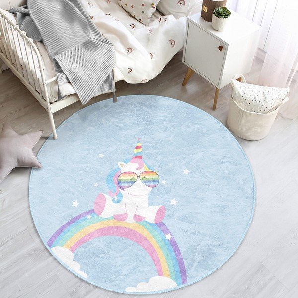 Vaikiškas kilimas šviesiai mėlynos spalvos ø 80 cm Comfort – Mila Home-image-1
