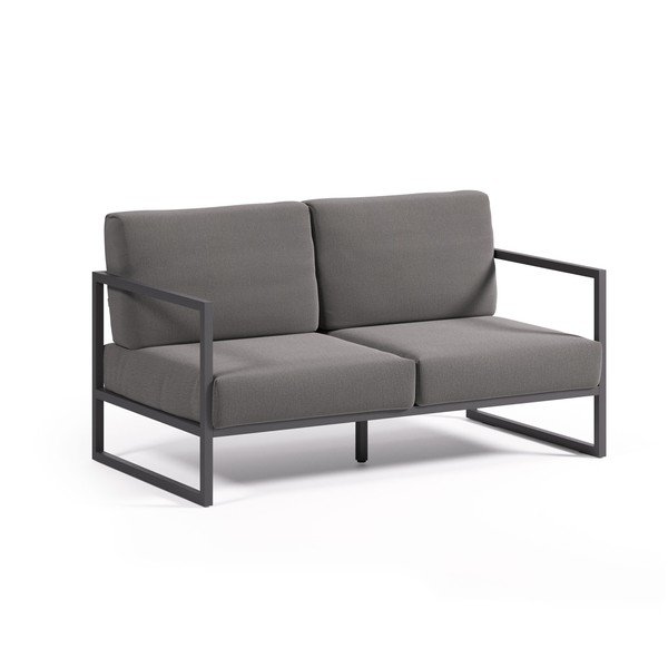 Tamsiai pilkos spalvos iš aliuminio sodo sofa Comova – Kave Home-image-1
