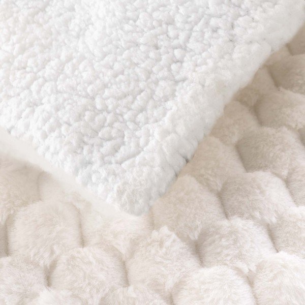 Kreminės spalvos iš mikropliušo antklodė ir pledas 180x220 cm Frosty – douceur d'intérieur-image-2