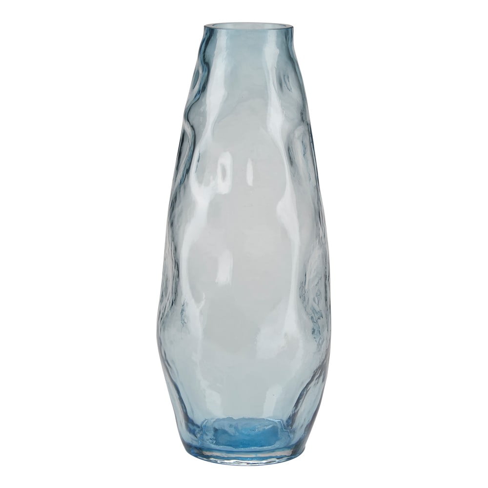 Šviesiai mėlyno stiklinė vaza Bahne & CO, aukštis 28 cm