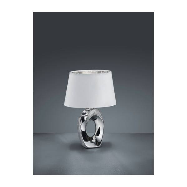 Stalinis šviestuvas iš baltos ir sidabrinės keramikos ir audinio Reality Taba, aukštis 33 cm-image-2