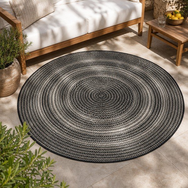 Juodas lauko kilimas Universal Silvana Rutto, ⌀ 120 cm-image-4