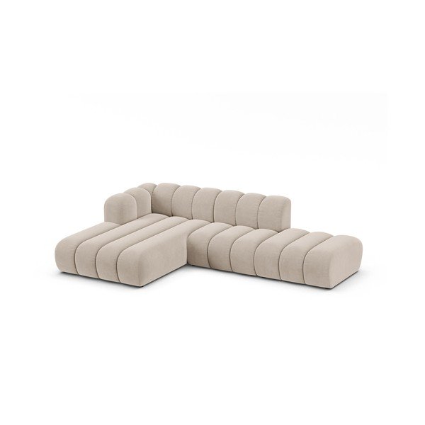 Kampinė sofa smėlio spalvos (su kairiuoju kampu) Lupine – Micadoni Home-image-1