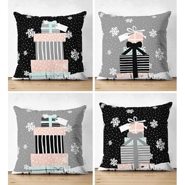 Dekoratyviniai pagalvių užvalkalai 4 vnt. su Kalėdų motyvu 43x43 cm Merry Christmas – Mila Home-image-1