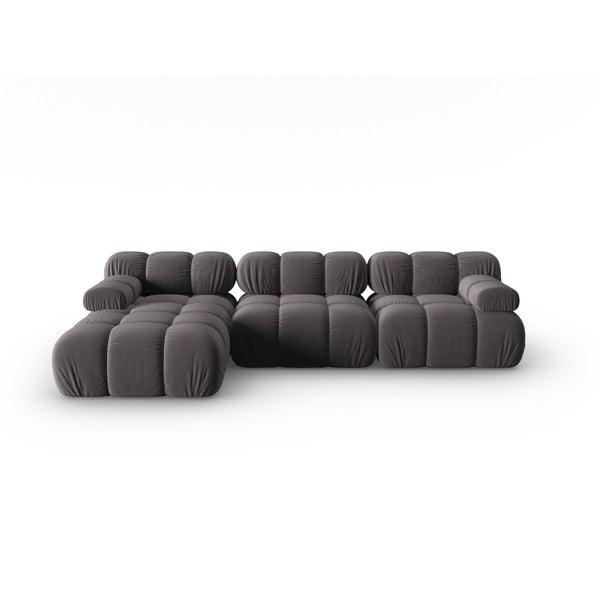 Sofa tamsiai pilkos spalvos iš velveto 285 cm Bellis – Micadoni Home