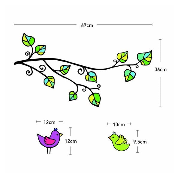 Sienų lipdukas su paukščių ir širdžių iliustracija Ambiance-image-2