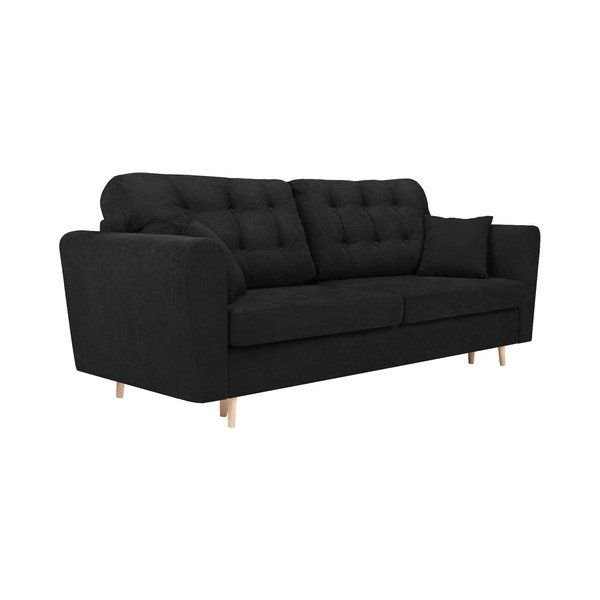 Juoda trivietė sofa-lova su saugykla "Cosmopolitan Design Grenoble-image-2