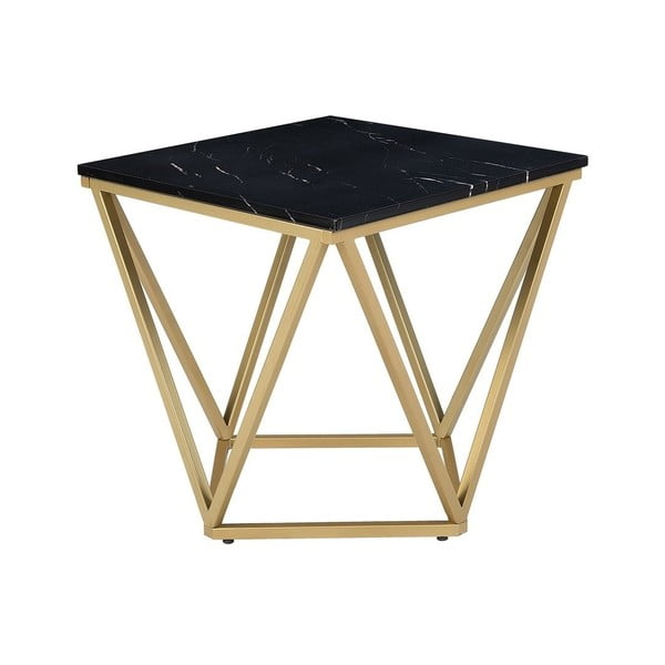 Aukso spalvos sulankstomas stalas su juodu stalviršiu "Monobeli Marble