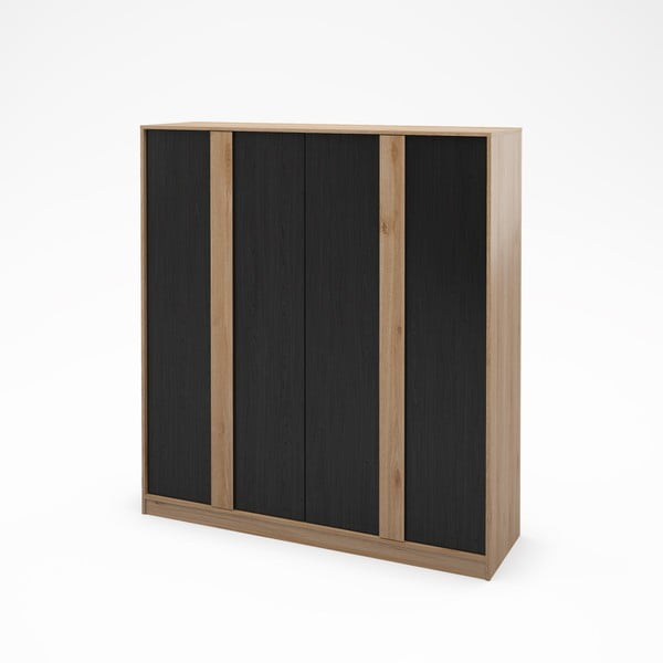 Drabužių spinta juodos spalvos/natūralios spalvos iš ąžuolo 180x197,5x53 cm Dennis – Marckeric-image-2